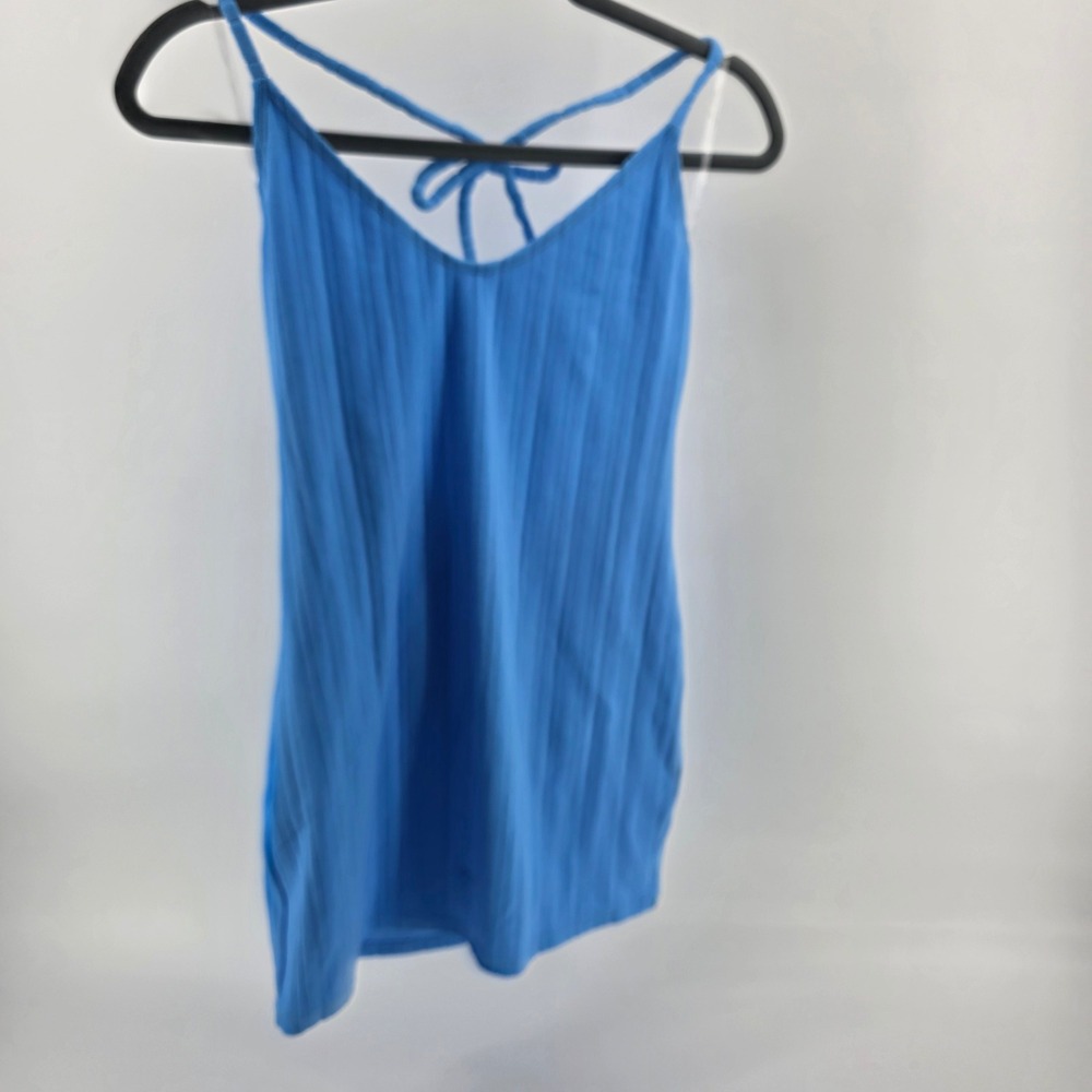 Wild Fable Women Blue Ribbed Knit Tie Back Cami Top S 4-6 BLUE (720)